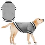 KOOLTAIL Dog Sweater Winter Clothes - Knitwear Soft Baseball Shirt with Pocket for Cold Weather, Soft Pet Sweatshirt Pullover Jumper Outfit for Small Medium Large Dogs Puppy Cats Girls Boys Grey L