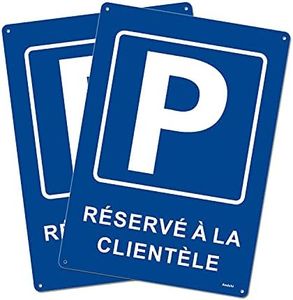 Andchi 2-pièces de Stationnement Réservé au Client - Panneau en Métal en Aluminium Antirouille de 1 mm, Plaques de Couleur Résistantes au Changement, 250 mm x 350 mm