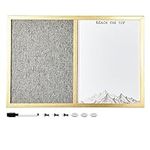 Navaris Combination Dry Erase and Fabric Board - 16" x 24" Framed Decorative Combo Magnetic Whiteboard Bulletin White Board for Wall - Mountain Print