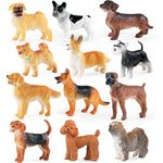 SIENON 12PCS Mini Dog Figurines, Realistic Dog Figures Toy Set, Plastic Puppy Figures, Miniature Dog Animals Toy, Puppy Dog Cake Topper Cupcake Topper, Easter Eggs Birthday for Girls Boys