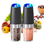 CIRCLE JOY Gravity Salt and Pepper Grinder Set, Electric Pepper Mill Shakers with 135ml Larger Capacity, Battery Powered Adjustable Coarseness One Hand Operation Pepper Grinder Set