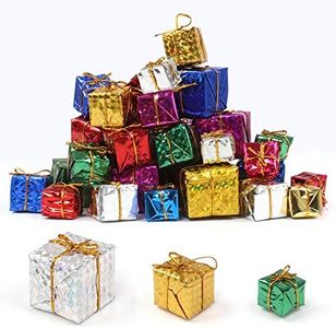 Dadabig 60 Pcs Mini Decoration De Sapin De Noël, Suspendu Ornements d'arbre De Noël en Mousse De Coffrets Cadeaux-Joli (3 Tailles 6 Couleurs)