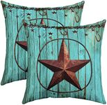 Castle Fairy Rustic Stars Circle Horseshoe Leaves Pillow Cover,Farmhouse Wooden Barn Door Pack of 2 Cushion Cover,Retro Stars Western Reversible Print Couch Pillow Cover,22"x 22"