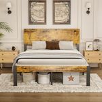 Bilily Full Size Bed Frame with Wooden Headboard and Footboard, Metal Platform Bed Frame with Strong Steel Slat Support, Mattress Foundation/No Box Spring Needed/Non-Slip/Noise Free