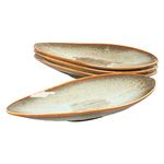 jinsongdafa Serving Platter Olives Plate Large Serving Tray, Set of 4, for Entertaining, Porcelain Trays for Platters, Salad, Plates, Serving,Appetizer - Microwave, Dishwasher Safe (Brown 33.7 CM)