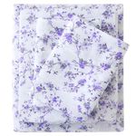 Viviland Floral King Sheet Set - 4 Piece Purple Lavender Botanical Patterned Bed Sheets - Soft, Breathable Microfiber Sheets with Deep Pocket, Non-Slip Fitted Sheets & Pillowcases