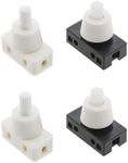 VGOL 4pcs 250V 10A Miniature Push Button Switch, Push Button Switch,Push Button ON/Off Control for Desk Lamp/Light/Bulb Switch (2 White +2 Black)