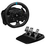 Logitech G G923 Racing Wheel and Pedals, TRUEFORCE up to 1000 Hz Force Feedback, Responsive Pedal, Dual Clutch Launch Control, Genuine Leather Wheel Cover, for Xbox Series X|S|One, PC - Black