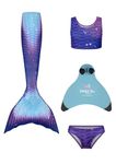 Planet Mermaid Kids Deluxe Mermaid Tail Set for Girls inc Blue Magic Fin, Tail, Crop Top & Briefs. Enchanted Drops, 8-9 Years