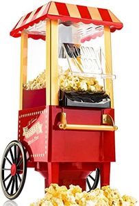 Gadgy Popcorn Machine | Fast Hot Air Popcorn Maker l Healthy, Oil Free/Fat Free l with Measuring Cup and Removable Top Cover l Retro Red Overlay