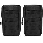 2 Pcs Tactical Molle Pouches Black Waterproof Portable Small Military Waist Pack Multifunctional Phone Pouch Vest Admin Pouch for Outdoor Hiking Hunting Camping Trekking Cycling Tactical Military