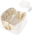 NGIL Travel Toiletry Bag, Makeup Bag, Cosmetic Bag, Portable Travel Makeup Bag, Large Capacity Cosmetic Organizer for Women, FREE COMPACT MIRROR INCLUDED (White, Medium)