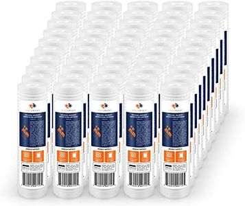 Aquaboon 5 Micron 10 x 2.5 Grooved Sediment Water Filter Replacement for Whole House Filter Cartridge Compatible with AP110, WHKF-GD05, CFS110, 50-Pack