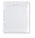 Strong Carrier Bags: 100 Premium Quality - White Plastic Heavy Duty Patch Handle Plastic Bags for Fashion, Party, Boutique, Shopping - Sabco (15 x 18 x 3")