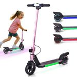 Nova S150 Electric Scooter Kids Foldable E Scooter For Ages 6-12 Boys & Girls | Speed up to 15KMH | 6-10KM Range, Dual Braking, RGB/LED Lights | Lightweight | 21.6V/2.5Ah Battery (PINK)