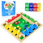 Wooden Shut The Box Dice Game, 4 Players Classic Board Game Family Pub Math Game for Kids Adults with 8 Dice