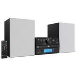 Philco Stereo Shelf Systems Tray Loading CD Player with Digital FM Radio, Bluetooth Streaming, Remote Control in Silver | LCD Display | 3.5mm Headphone Jack | MP3 & AUX Port Compatible | USB Input