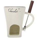 Luxshiny 1 Set of Fondue Cup with Fork Ceramic Fondue Warmer Chocolate Fondue Mug Porcelain Chocolate Melting Cup Individual Cheese Warmer for Caramel Tapas Home Kitchen