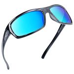 KastKing Kateel Polarized Sport Sunglasses for Men and Women, Gloss Tal Gray Frame, Smoke - Ocean Mirror