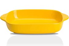 Trifecta Ceramics baking dish Matte-colored rectangular casserole dish with Handle for Oven Ceramic Baking Pan Lasagna Casserole Pan Individual Bakeware 9x5 inch (Yellow Pack - 1)