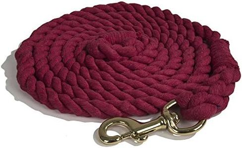 Intrepid International Horse Tack - Heavy Duty Cotton Rope Lead Ropes for Horses, with Durable Brass Trigger Snap, Attaches to Halter or Harness, Soft and Comfortable Grip - Burgundy, 10 Feet