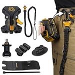 Spider Pro Tool Holster + Fall Prevention Tool Tether + 1 Elastic Velcro Grip + 1 Drill Pin + 1 Adhesive Tool Tab - Upgraded, Belt Mounted, Self Locking Holder System for Any Tool