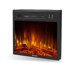 MOCIFI 23 Inch Electric Fireplace, Ultra Thin Electric Fireplace, Recessed Free Standing, Small Fireplace Insert Heater with Overheating Protection, Realistic Logs Flames, 1500W, Black