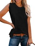 Famulily Black Tops for Womens Casual Cami Tank Tops Loose Fit Summer Sleeveless Camisole Tshirts Black M