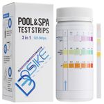 BOSIKE 3 in 1 Water Hot Tub, Swimming Pool & Spa Test Strips Kit - 125 Water Tester Strips for Free Chlorine Alalinity, Brom & pH