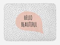 Ambesonne Hello Bath Mat, Romantic and Message in a Pastel Colored Speech Balloon Hand Drawn Dots, Plush Bathroom Decor Mat with Non Slip Backing, 30.2" x 20", Blush Black