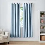 Amazon Basics Room Darkening Blackout Window Curtain with Grommets, 52 x 84 Inches, Light Blue - Set of 2