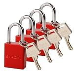 SEPOX® Outdoor Padlock - Weatherproof & Rust-Resistant - Red Aluminum Set - Heavy Duty Lock Long Shackle for Storage, Shed, Fence Gate, and More. Pack of 4 Padlocks with Same Keys 8pcs Keyed Alike
