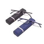 KoKoBin 2 Pairs Reading Glasses with Ultralight TR90 Frame Reading Rectangle for Metal Frame Women Men Eyelasses Half Rim Glasses with Case +1.5