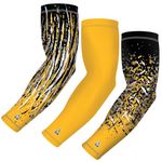 Athletic Youth Compression Arm Sleeves for kids, Boys, Girls | Tournament Series 3-Pack in Yellow | Great as Football Arm Sleeves, baseball Sleeve, Basketball Shooter Sleeve, Softball, Volleyball