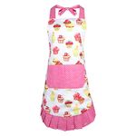 G2PLUS Lovely Women's Cooking Apron, Cooking Aprons for Women, Cake Kitchen Aprons with Pocket, Large Cotton Baking Aprons for Mom Wife Girls