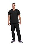 CHEROKEE Women's Unisex Top and Pant Medical Scrubs Set, Black, M UK