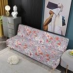 Printed Futon Cover Stretch Sofa Bed Slipcovers Full Twin Queen Size Armless Couch Loveseat Protector Covers with Elastic Bottom for Living Room Bedroom Furniture (Qiushi)