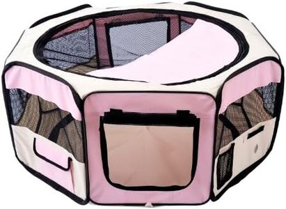 PawHut Portable Cat Dog Playpen Pet Puppy Rabbit Guinea Pig Pen Run Dia 90 x 41H cm Indoor & Outdoor Pink