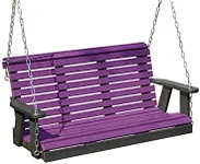Poly Lumber Wood 5FT Porch Swing Amish Craftsmandship Made in USA HDPE with No wood fibers and 1000 lbs Limit. Stainless Steel Hardware.Signature Rollback design for Patio Outdoor Backyard Garden Park