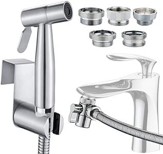 Faucet Bidet Sprayer for Toilet - with Faucet Splitter, 59 inch Hose and Hook up, Sink for Kitchen or Bathroom