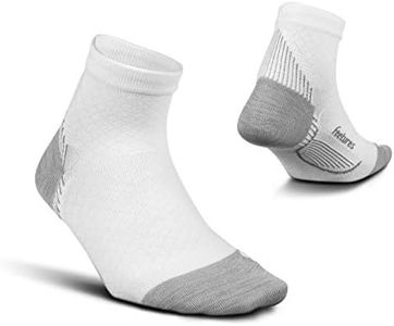 Feetures Plantar Fasciitis Relief Ultra Light Cushion Quarter Sock for Women & Men - White, XL (1 Pair)