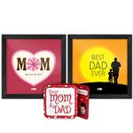 Indigifts Mom Dad Birthday Gift Multi Poster Frame 8X8 Inches Set Of 2 - Parents Day Gift | 25 Wedding Anniversary Gift For Mom Dad | Unique Gifts For Mummy Papa