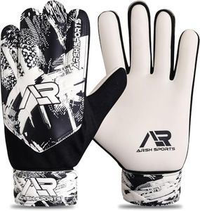 Arsh Sports Soccer Goalie Gloves, Football Goalkeeper Gloves for Kids Boys Children Youth Goalkeeping with 4mm Latex Finger Spine Protection (White, Size 3 Suitable for 5-6 Years)