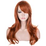 YEESHEDO Women's 28" 70 cm Ginger Cosplay Wig Long Wavy Curly Hair Ends with Bangs Auburn Wigs for Ladies Heat Resistant Synthetic Wig for Party Costume Anime Halloween