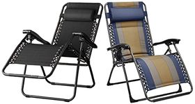 Amazon Basics Padded Zero Gravity Chair- (Blue, Iron) Steel Zero Gravity Reclining Lounge Portable Chair, Black