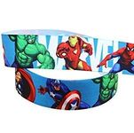 2m x 22mm Light Blue Avengers Age of Ultron Iron Man, Hulk, Captain America Grosgrain Ribbon for CAKE'S Birthday Cakes Gift WRAP Wrapping Ribbon