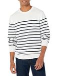 Amazon Essentials Men's Crewneck Sweater, White/Navy Mariner Stripe, X-Large