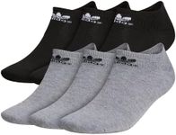 Adidas Originals Trefoil No Show Socks (6-Pair), Heather Grey/Black/White, Large