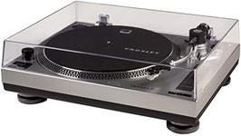 Crosley C100A-SI Turntable with S-Shaped Tone Arm with Adjustable Counterweight, Silver