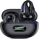 Open Ear Clip Wireless Earbuds Bluetooth 5.3 Sports Earphones Built-in Microphone with Earhooks & Ear Hook Wireless Charging Case Display Waterproof Fitness Headphones for Running with iPhone Android